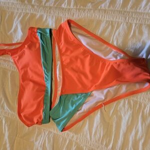 Vibrant Orange and Green Bikini Set